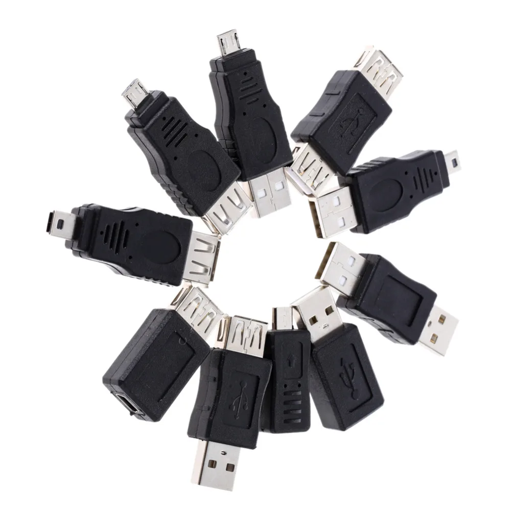 Мини адаптер OTG 5pin F/M 10 шт. переходник с разъемом USB Папа мама и Micro черный оптовая