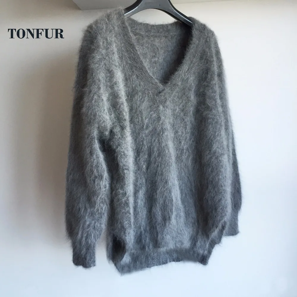 

2019 Must Have Item Basic Match Well V Neck 100% Mink Cashmere Sweater Natural Good Handmade Real Mink Cashmere Pullovers sr330