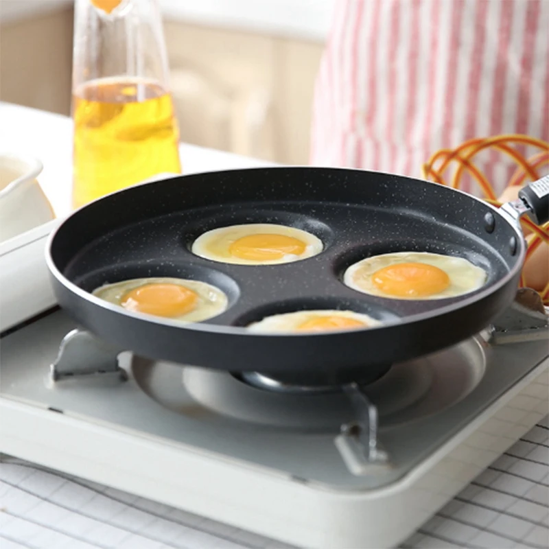 Четыре отверстия сковорода для омлета для яиц ветчины сковорода для торта сковороды без масла-дыма для завтрака кухонная кастрюля многофункциональная