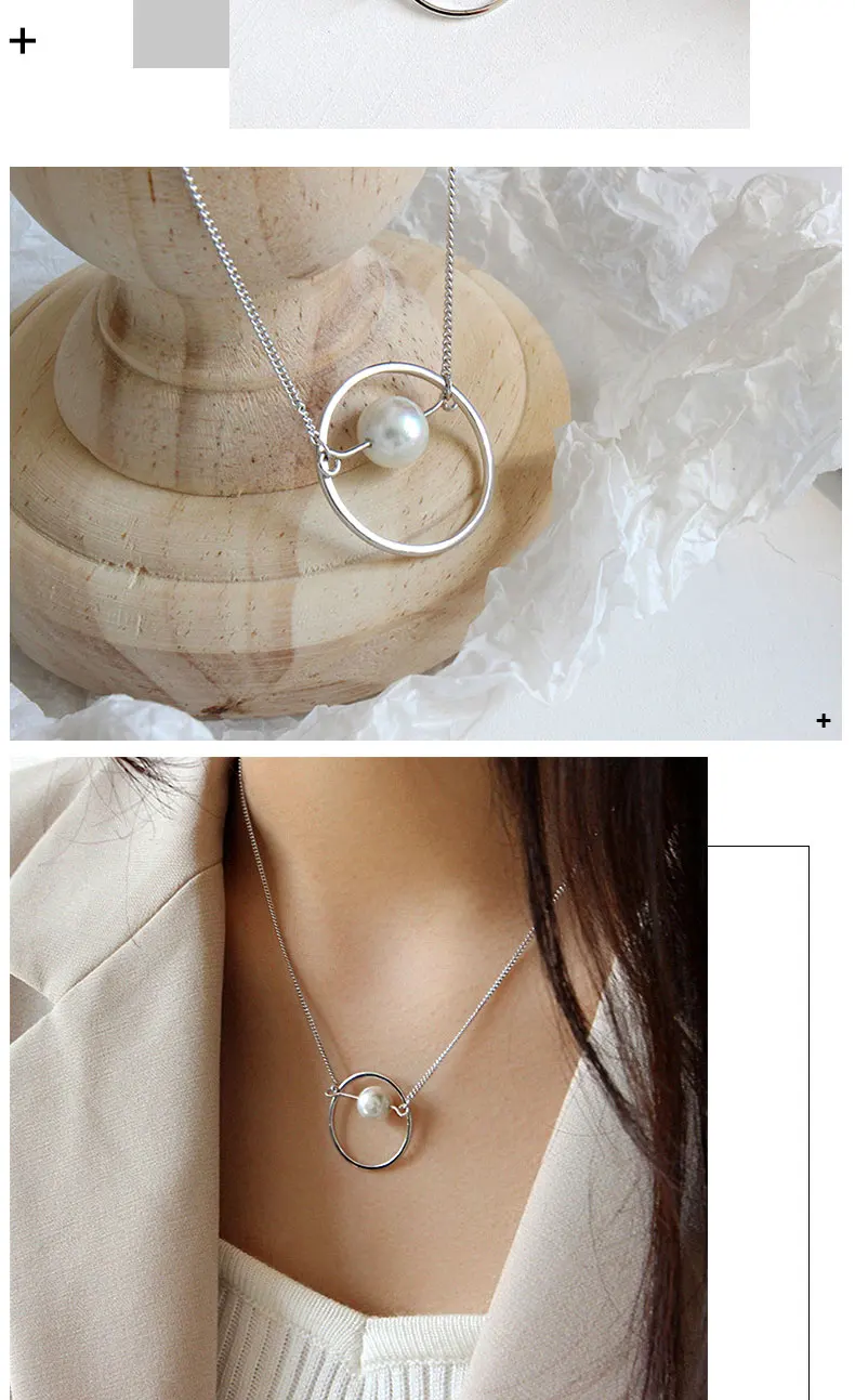 Hongye Серебряная цепочка жемчужное ожерелье с большой петлей кулон для девочек Ожерелье жемчужная оболочка индивидуальный воротник ювелирные изделия аксессуары