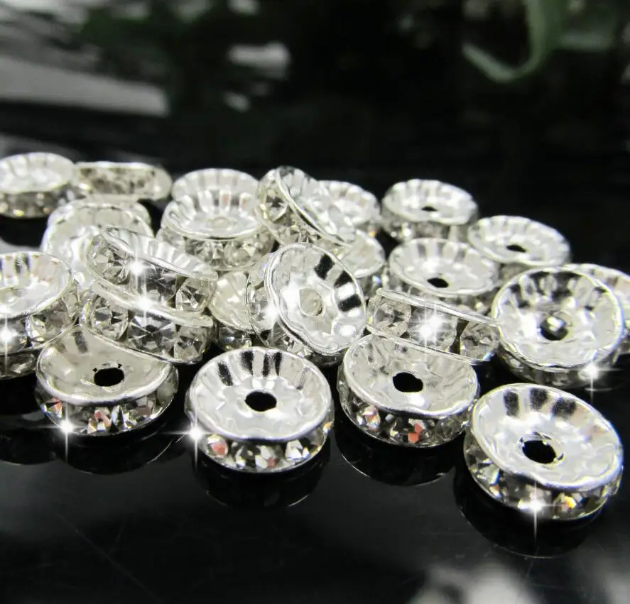 

colorful rhinestones circle beads,50pcs/lot,8mm silver earring beads,can be mix color,bracelet rhinestones accessories