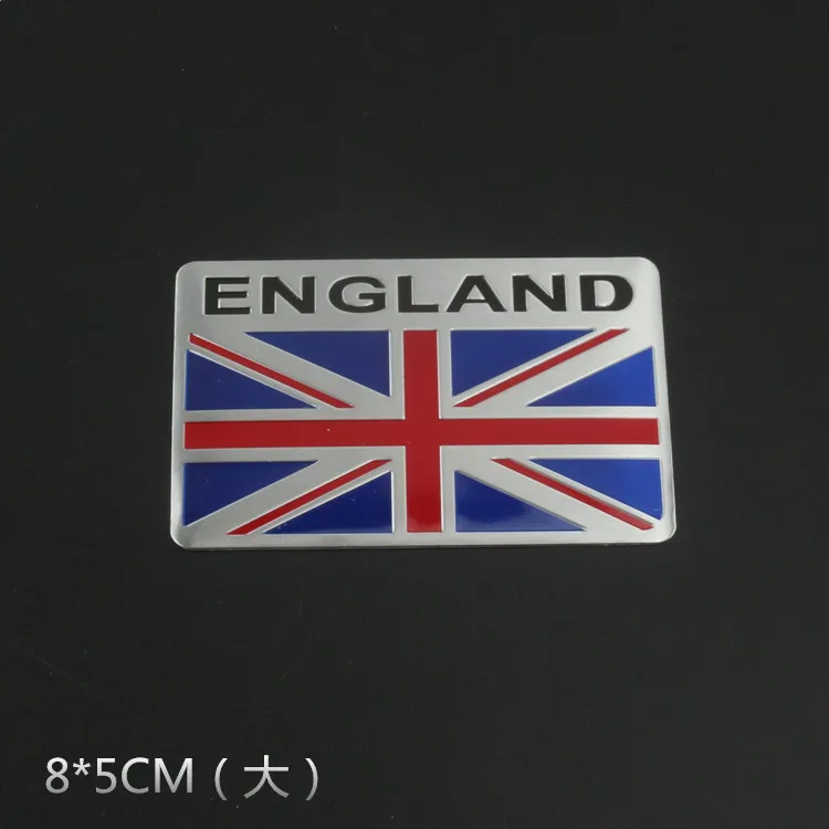 10 шт. Английский флаг тонкая алюминиевая этикетка эмблема из хрома Стайлинг автомобиля Наклейка длинная квадратная панель для Jaguar Land Rover MINI MG - Цвет: England flag 3 big