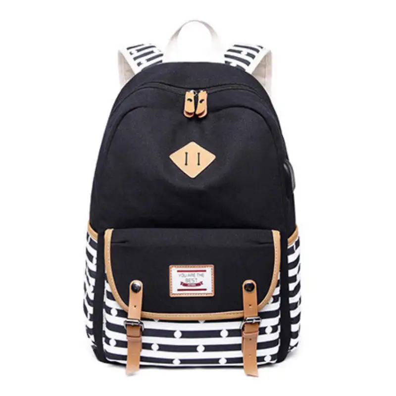 

USB Charging Port Backpack Men Women Canvas Backpack Bag School College Rucksack