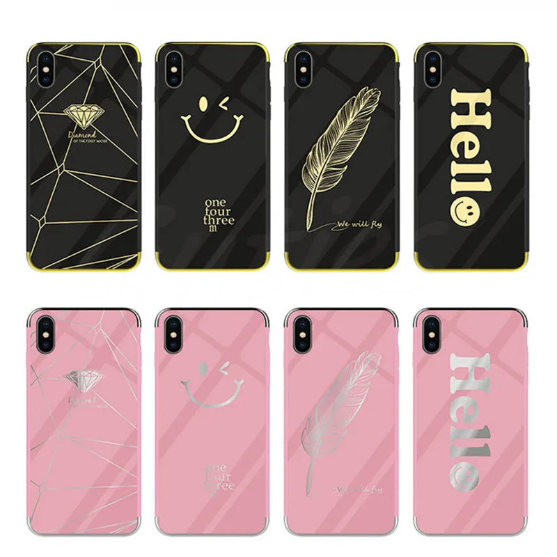 

Guties Case For iPhone 6 6S 7 8 Plus X Mirror Feather Patterned Cartoon Phone Cover For iPhone 7 Plus Case Hard Back Funda Capa