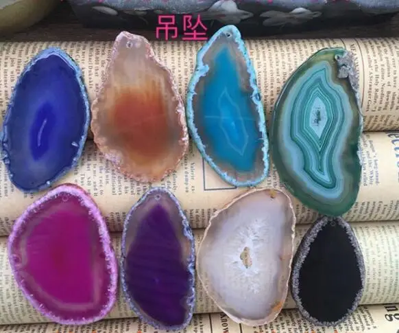 

1Pc Natural Agate Geode Polished Irregular Crystal Slice Brazil Healing Reiki Stone Quartz Pendant Mineral Home Decor 3-6cm