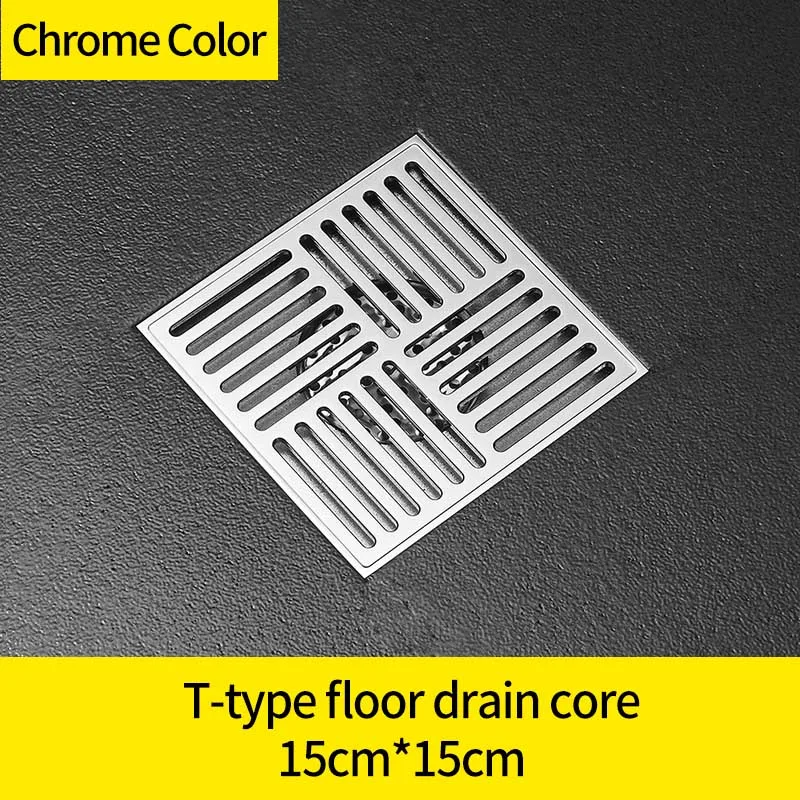Стоки для душа 15 см квадратный латунный хромированный Слив для ванной комнаты балкон дезодорант сливное отверстие для ванны ситечко крышка отходов Решетка 811538 - Цвет: WF-811541L-T