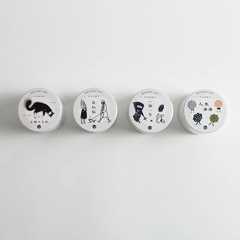 

1PACK=4 DESIGNS High Quality Masking Tape Live With A Cat Funny Washi Tape 40mm*5M DIY Decoration Supplies