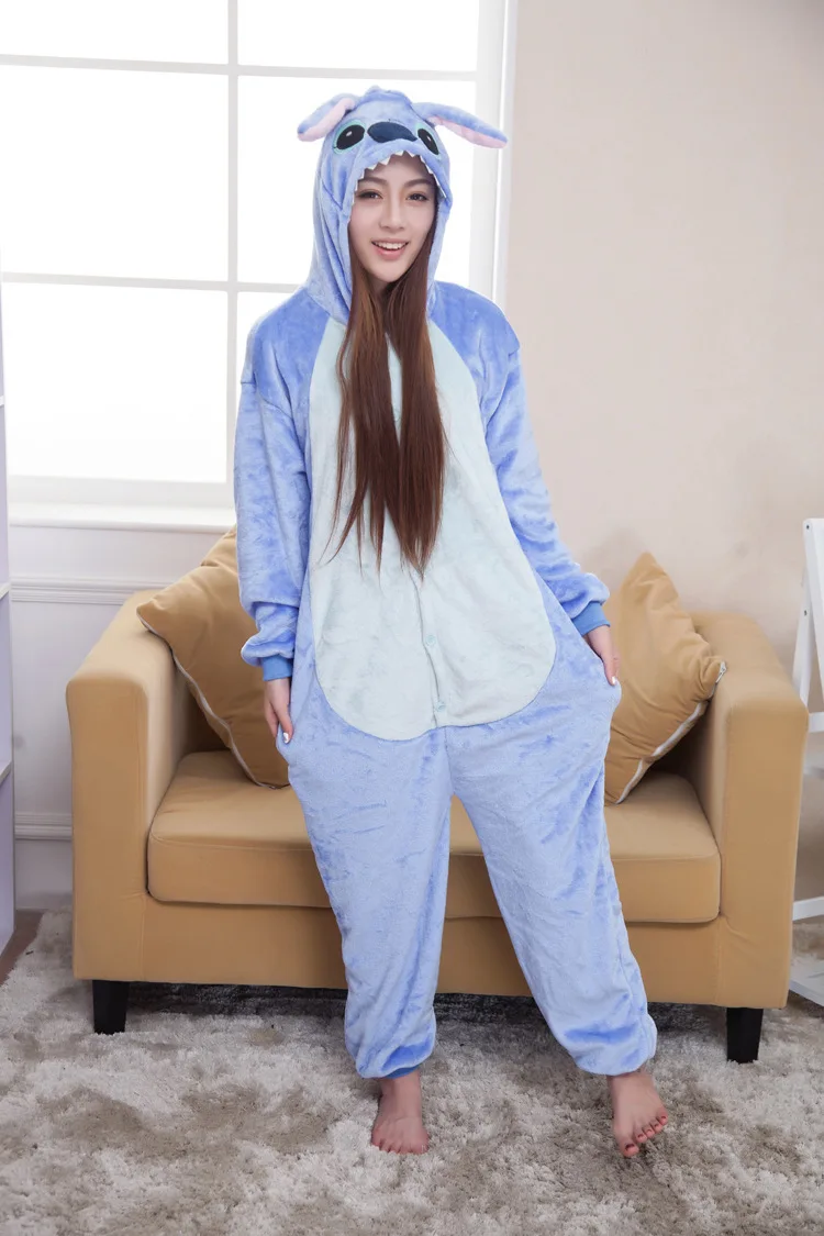 Кигуруми Лило и Синий Розовый Ститч Onesie пижамы для взрослых унисекс Косплей животных комбинезоны детские пижамы костюм одна деталь femme