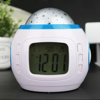 

Starry Sky Alarm Clock Projector Digital Clock Led Calendar Kids Snooze Function NightLight Color Changing Electronic Display