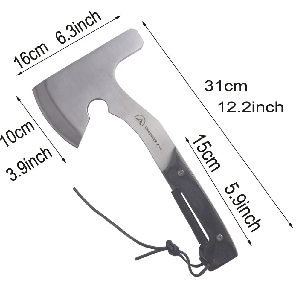 King Sea Full Tang Hatchet with Stainless Steel Bladeand Wood Handle for Outdoor Survival Camping Axe and Everyday Tasks