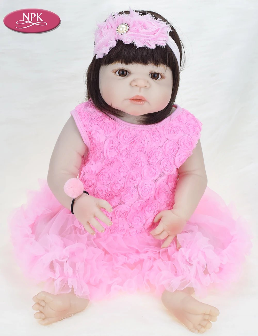 NPK 57CM Full Body Silicone Real Reborn Baby Girl Doll Toys Realisitic Newborn Lifelike Babies Princess Doll Menina Bebe Bonecas (9)