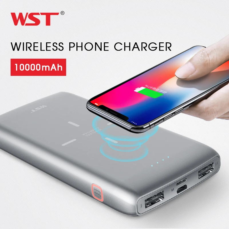 WST 10000mAh Wireless Power Bank Universal Portable Dual USB Input/Output High Capacity Phone Charger for iPhone, iPad, Galaxy WST 10000mAh Wireless Power Bank Universal Portable Dual USB Input/Output High Capacity Phone Charger for iPhone, iPad, Galaxy