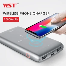 WST Qi Wireless Power Bank 10000mAh Smart Powerbank Ultra Slim Phone Charger Ultra Thin Type C Dual Input Output Portable WST Qi Wireless Power Bank 10000mAh Smart Powerbank Ultra Slim Phone Charger Ultra Thin Type C Dual Input Output Portable
