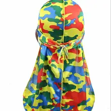 Мода г. Камуфляж для мужчин шелковистая Тюрбан печати шелковые головные уборы банданы повязка аксессуары для волос Hat волны тряпки