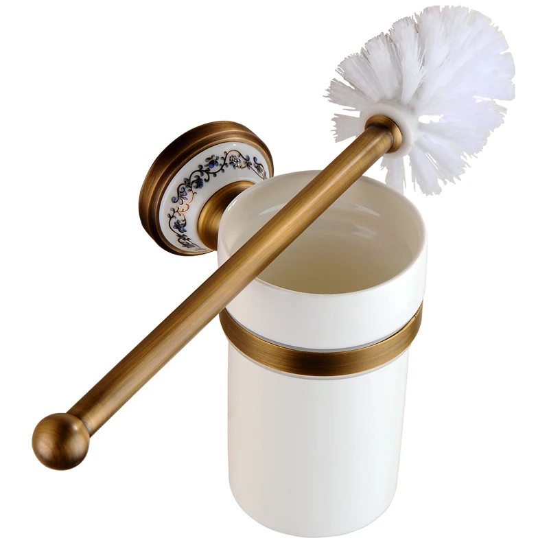 Bathroom European Toilet Brush Rack, Copper Bathroom, Antique Bowl