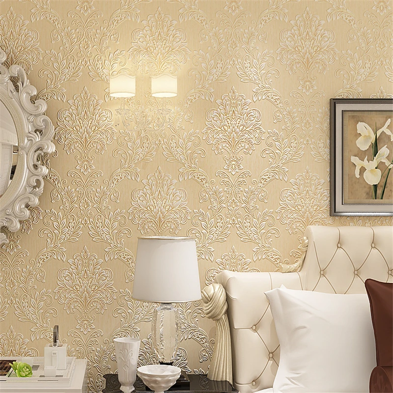 Beibehang 3d wallpaper 3D Stereo Relief Damascu Nonwoven wallpaper roll Background Living Room Bedroom European Wallpaper