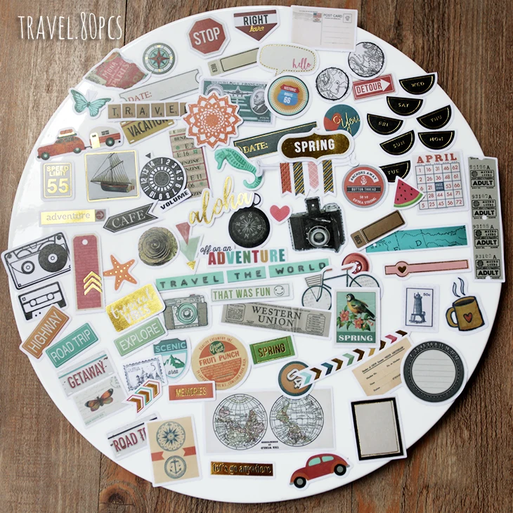 

83pcs travel Style Stickers Scrapbooking/Card Making/Journaling Project DIY