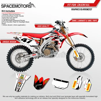 

MotoSpace Customized Team Graphics Backgrounds Decals 3M Custom Stickers For Honda CRF250X 04-07 08-19 CRF450X 05-07 08-18 127