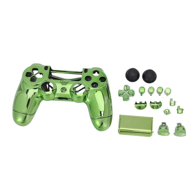 

Full Set Housing Shell Buttons Cover Plating Chrome Case For Pla-ystation 4 Pro P-s4 Slim Controller 4.0 Jds040 Jdm040(Gold)