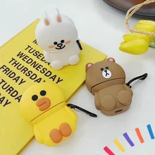 3D милый чехол для наушников Airpods 2 Чехол Мягкий силиконовый Медведь Кролик Утка наушники защитный чехол для Apple Air pods 1 Earpods