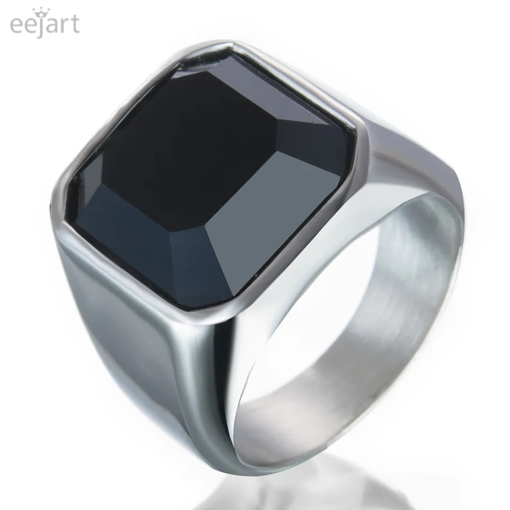 High Quality Men's Ring Black Shiny High Polished Stainless Steel Men's Jewelry Silver Color Charmimg Ring For Men