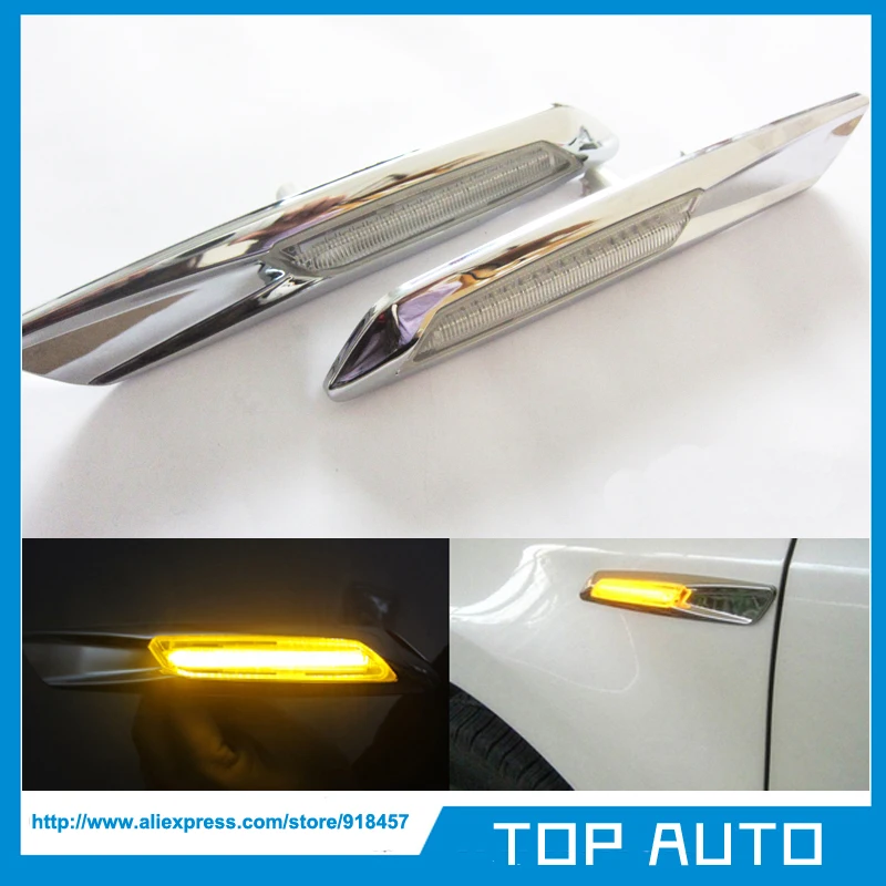 Amber LED Chrome Finish Side Marker Lights Fit for BMW E60 E61 E81 E82