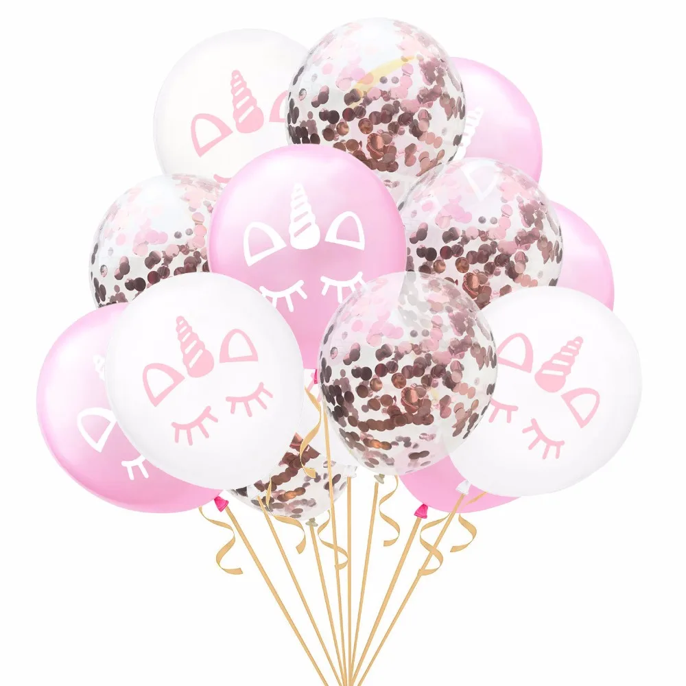 

15 pcs 12 inches Latex Balloon sets Holiday Birthday Party Wedding Room Decoration Children's Day Confetti Sequins Balloons