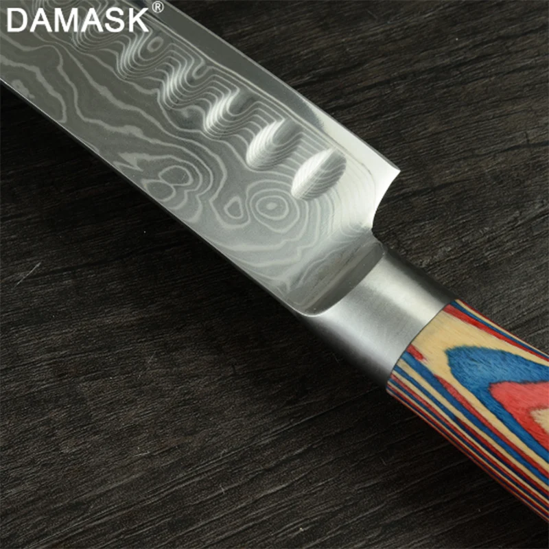 Дамасский нож DAMASK кухонные ножи для приготовления ножей цветочный ноготь японский стиль нож шеф-повара VG10 дамасский стальной режущий инструмент столовые приборы