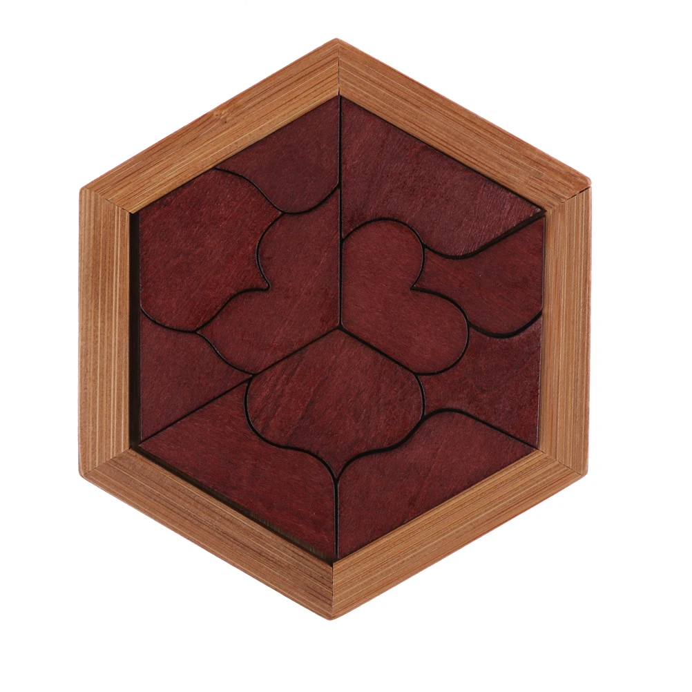 Heart-shaped Tangram доска для головоломки Обучающие деревянные пазлы для раннего обучения игровые Игрушки для детей детские подарки деревянные
