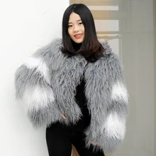 CX-G-A-158 зимние женские из натурального меха ягненка Mogolian модные зимние меховые пальто