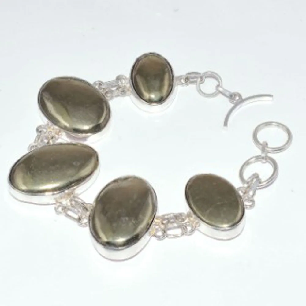 

Pyrite Bracelet Silver Overlay over Copper , 21.5 cm, B3583
