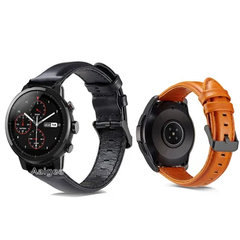 

22mm Leather Watch Band Strap for Xiaomi Huami Amazfit Strato Sports Watch 2 Fashion Replacement Wrist bands strap men Bracelet