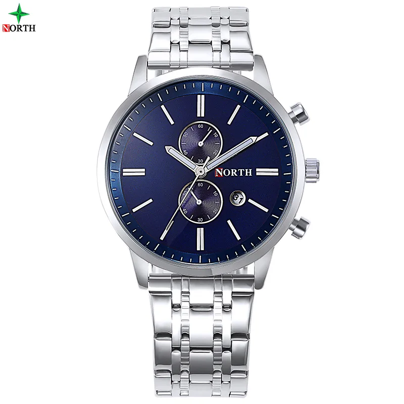 

NORTH Sport Watch Men Luxury Luminous Men's Watch Men Watch Stainless Steel Watches Clock relogio masculino reloj hombre 2018