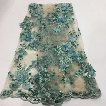 

Beautiful French net lace fabric 3D flower African tulle mesh lace fabric high quality african lace fabric ZLN15