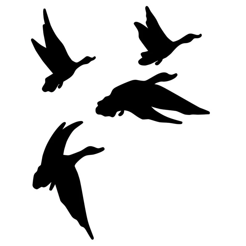11.7*15.2CM Four Flying Wild Ducks Funny Car Stickers Vinyl Hunting Styling Decal Sticker Black/Silver C9-1268 | Автомобили и