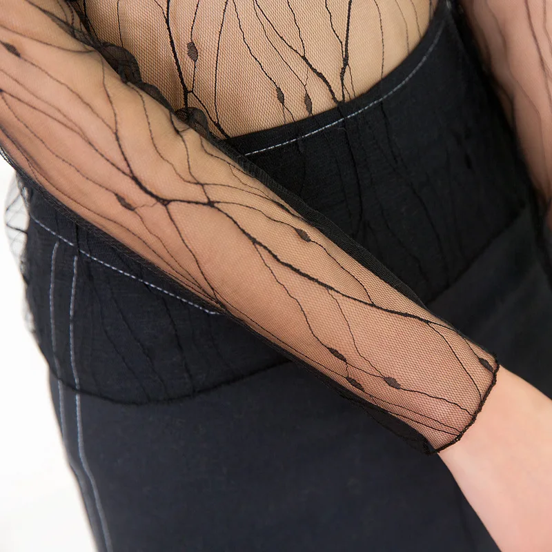 Сексуальные женские прозрачные сетчатые Топы с длинным рукавом, прозрачные тонкие женские блузы-водолазки, одежда ds051