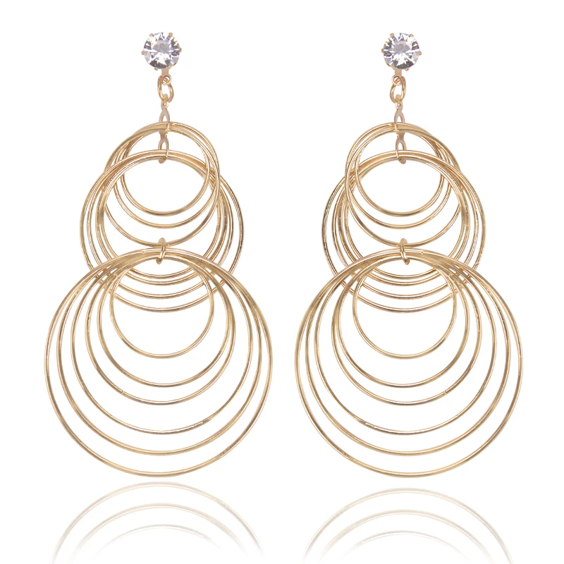 

Multi-Layer Geometric Circle Earrings Earrings Punk Style Exaggerated Zircon Earrings Jewelry