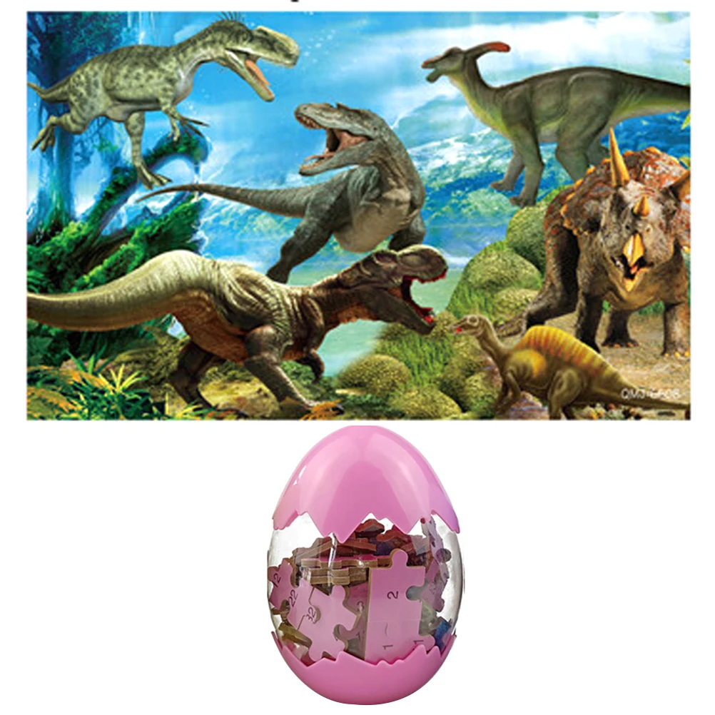 60 Pieces Dinosaur Egg Wood Puzzle Dinosaur To Egg Jurassic World Dinosaurs Puzzle Jigsaw Board Educational Toys For Kids - Цвет: as shown