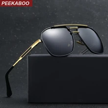 Peekaboo, uv400, поляризационные солнцезащитные очки, мужские, люксовый бренд, с коробкой, квадратные, золотые, металлические, для вождения, солнцезащитные очки для мужчин, поляризационные