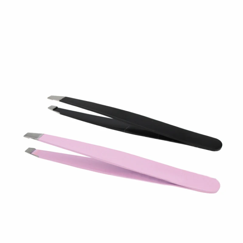 Mayitr 1pc Stainless Steel Eyebrow Tweezer Slant Tip Facial Hair Remover Eyebrow Tweezer Makeup Beauty Tool 2 Colors