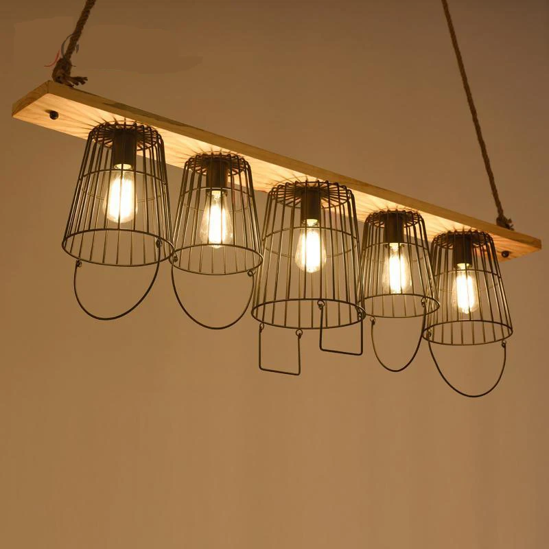 

The former iron bucket pendant light personality Creative Pastoral leisure bar Cafe Restaurant living room pendant lamp ya72834