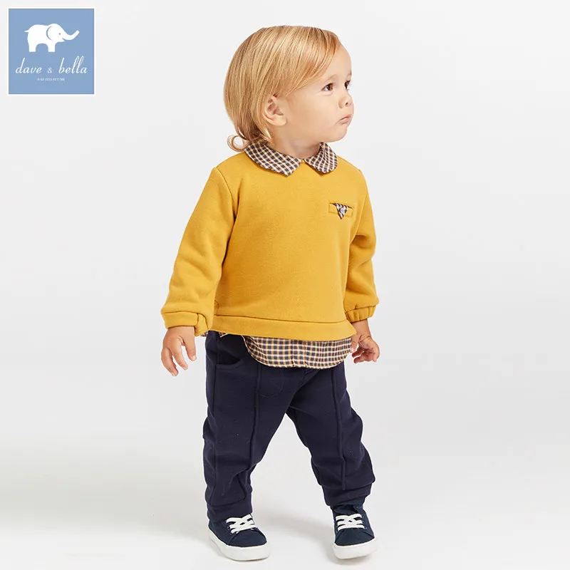 DBW8936 dave bella осень мальчиков одежда с длинным рукавом комплекты для малышей Топ+ Штаны комплект из 2 предметов Детские костюмы высокого качества