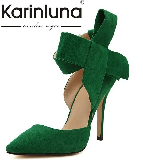 

KarinLuna Fashion Brand sexy women's Big Size 43 thin High Heels Bowtie wedding Shoes Woman Casual Party Ol Sexy Summer Sandals