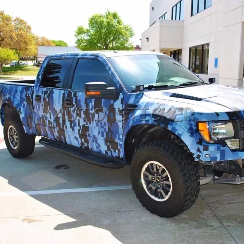 

5/10/15/20/25/30m*1.52m Blue Digital Camo Vinyl For Motorcycle / Bike Car Wrapping styling Covering film With air bubble Free