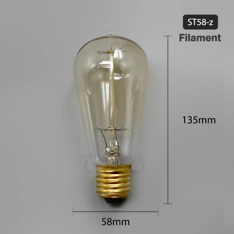Ампулы ST58 Винтаж лампа E27 220 V 110 Lampadine накаливания Эдисона portalampade Ретро подвесные