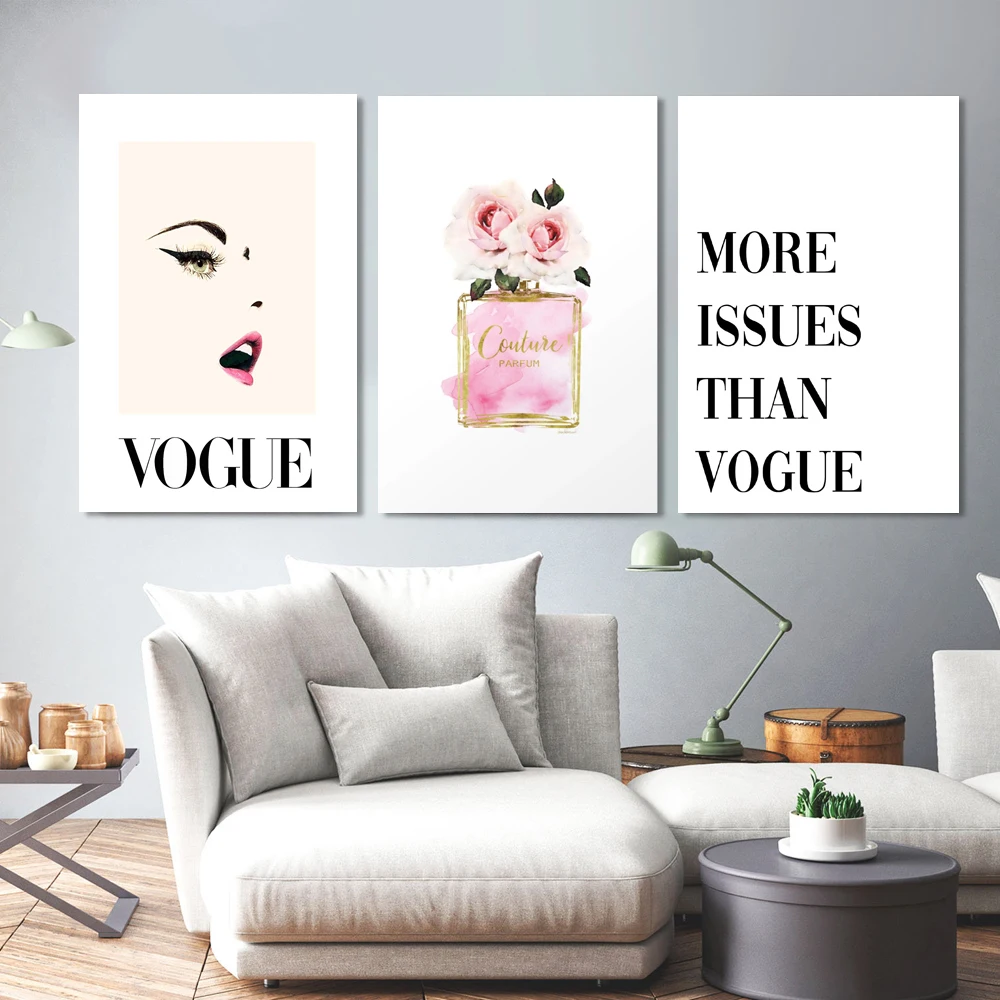 Квадро Мода розовое золото аромат роз плакаты и принты Nordic Стиль Vogue настенный