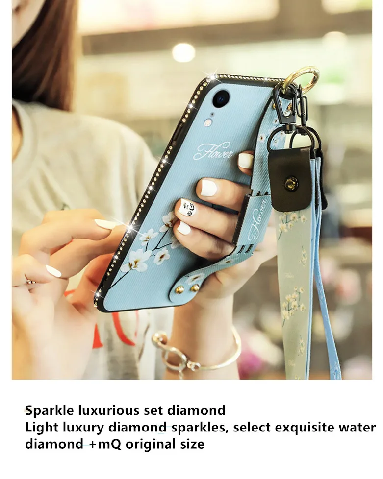 Для iphone XS MAX XR 7 8 6 Женский чехол с ремешком plus наручный ремешок защитный рукав