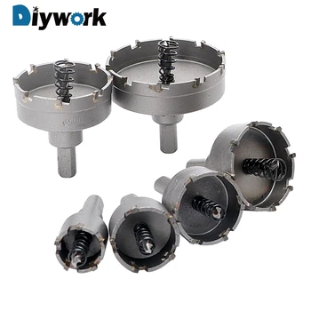 

DIYWORK 6Pcs/set Cutter Tool Set Stainless Steel Alloy Hole Saw Carbide Tip for Installing Locks Drill Bit 22/30/35/45/50/65mm