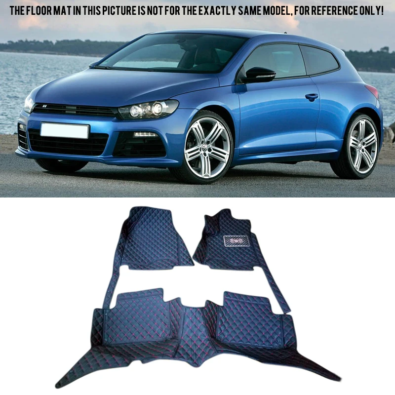 

Interior Black Leather Red Stitches Floor Mat Carpet For Volkswagen Scirocco 2008-2015 3-door hatchback