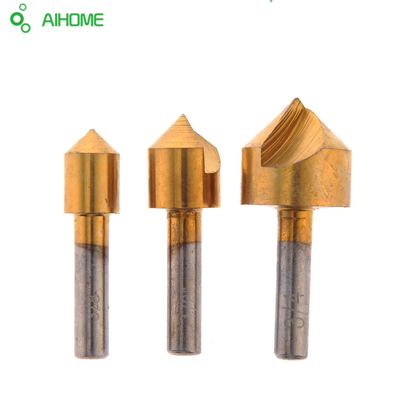 

3pcs/set Single Flute 90 Degree Edge Chamfer Countersink Drill Bit End Mill Cutter Hand Tool Countersink Electric Drill Bits